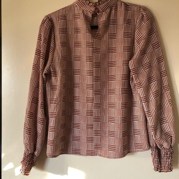 Forever 21 turtleneck red blouse high neck long sleeve blouse women’s sz m - Picture 6 of 8